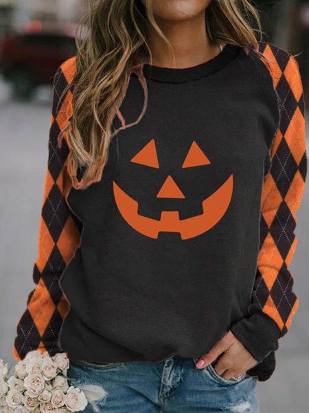 Graphic Halloween Pumpkin Argyle Check Patchwork Sweatshirt, Black, Hoodies&Sweatshirts
Graphic Halloween Pumpkin Argyle Check Patchwork Sweatshirt, Black, Hoodies&Sweatshirts