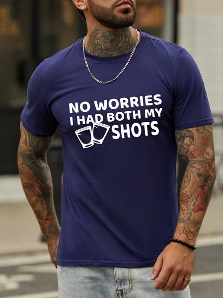 No worries,I had both my shots.Round neck short-sleeved cotton T-shirt, Deep blue, T-shirts
No worries,I had both my shots.Round neck short-sleeved cotton T-shirt, Deep blue, T-shirts