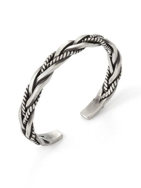 Retro Personality Twist Open Bracelet, As picture, Men's Accessories