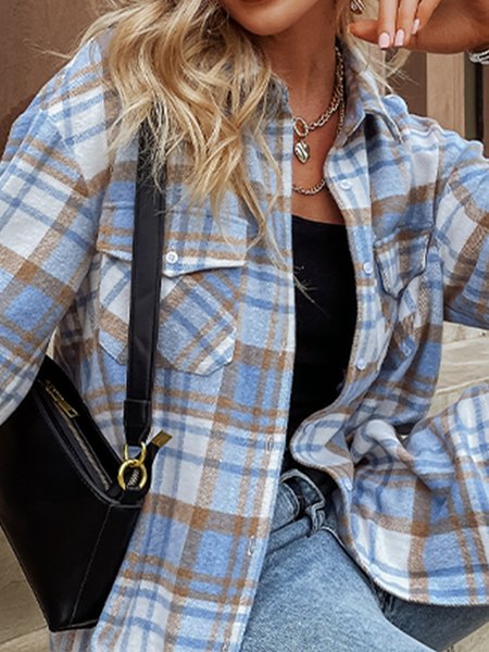 New long sleeve fashion shirt coat women's casual women's Plaid Shirt, Blue, Outerwear
New long sleeve fashion shirt coat women's casual women's Plaid Shirt, Blue, Outerwear