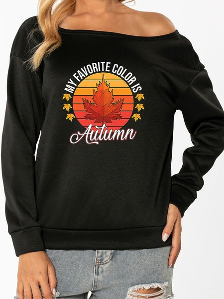 My Favorite Coloris Is Autumn Ladies Long Sleeve Big Round Neck Top, Black, Sweatshirts
My Favorite Coloris Is Autumn Ladies Long Sleeve Big Round Neck Top, Black, Sweatshirts