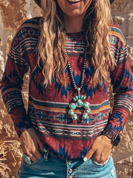 The Yancey Tribal Long Sleeve Tribal Shirts & Tops, As picture, Hoodies&Sweatshirts