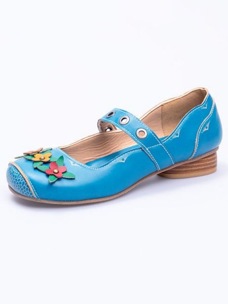 Vintage Casual Ethnic Applique Mary Jane Shoes, As picture, Flats & Loafers