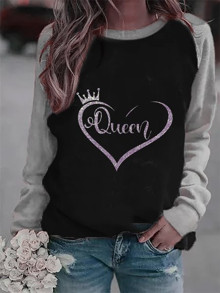 Queen Letter Printed Round Neck Casual Sweatshirt, Black, Sweatshirts & Hoodies
Queen Letter Printed Round Neck Casual Sweatshirt, Black, Sweatshirts & Hoodies