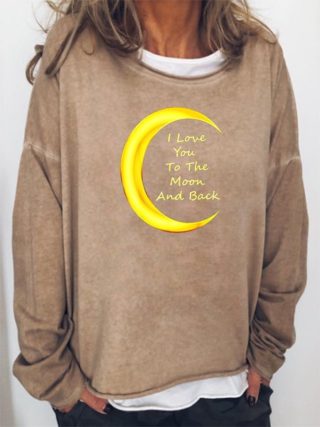I Love You to the Moon and Back Sweatshirt, Khaki, Hoodies&Sweatshirts