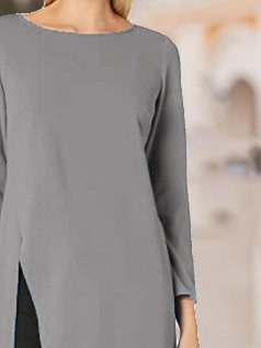 Casual and simple plain round neck long-sleeved polyester-cotton T-shirt with slits, Warm grey, Tees & T-shirts
Casual and simple plain round neck long-sleeved polyester-cotton T-shirt with slits, Warm grey, Tees & T-shirts