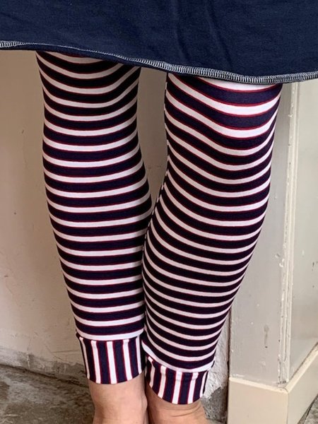 Striped Cotton-Blend Pants, Stripe, Leggings