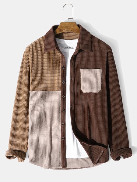 Casual Shirt Collar Shirts & Tops, Brown, Men's shirts