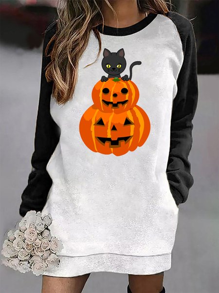 Women's Pullover Floral Color Block Casual Weekend Hot Stamping Long Halloween Sweatshirts, Black-white, Casual Dresses
Women's Pullover Floral Color Block Casual Weekend Hot Stamping Long Halloween Sweatshirts, Black-white, Casual Dresses