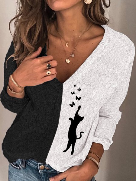 Black and white printing black cat segmentation Sweater, As picture, Sweaters
Black and white printing black cat segmentation Sweater, As picture, Sweaters