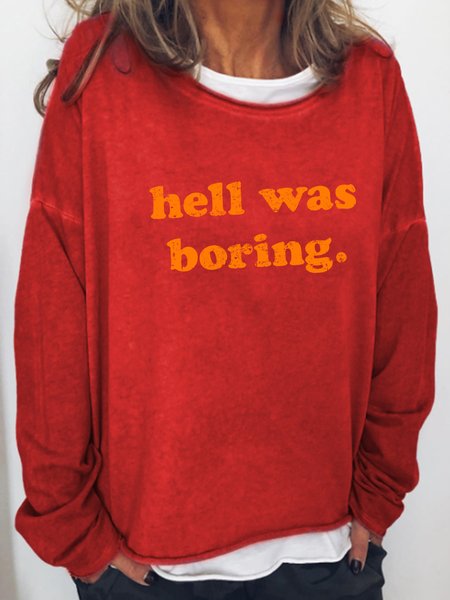Hell Was Boring Halloween Sweatshirt, Red, Hoodies&Sweatshirts
