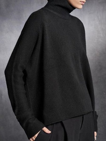 Nero Di base Semplice Casuale Autunno&Inverno Allentare Top, Blouses & Shirts