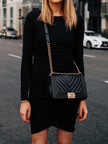 Irregular personality foundation loose simple plain dress, Black, Mini Dresses
Irregular personality foundation loose simple plain dress, Black, Mini Dresses
