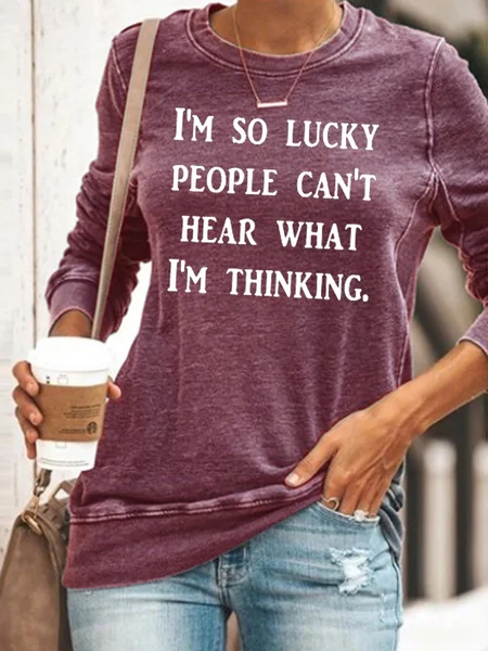 I'm So Lucky People Can't Hear What I'm Thinking Sweatshirt, Purple, Hoodies&Sweatshirts
I'm So Lucky People Can't Hear What I'm Thinking Sweatshirt, Purple, Hoodies&Sweatshirts