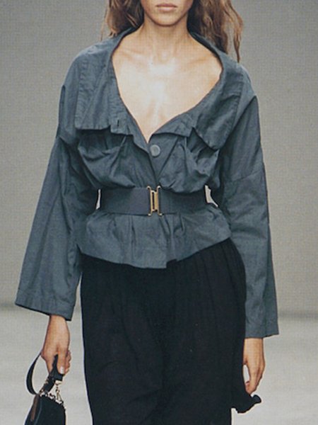 Long Sleeve Elegant Solid Regular Fit Shirt, As picture, Blouses and Shirts