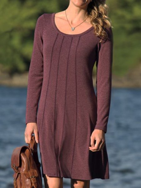 Casual Dress, Wine red, Midi Dresses