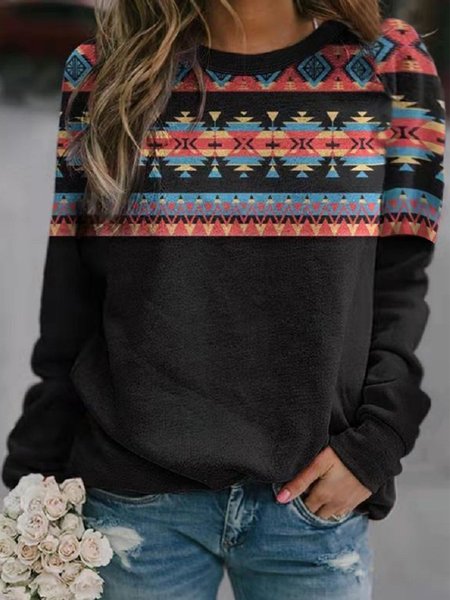 Vintage Geometric Printed Crew Neck Long Sleeve Plus Size Casual Sweatshirts, Black, Hoodies & Sweatshirts
Vintage Geometric Printed Crew Neck Long Sleeve Plus Size Casual Sweatshirts, Black, Hoodies & Sweatshirts