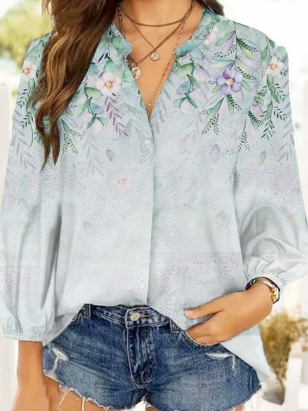 Long sleeve stand collar gradient Vintage plant flower print top shirt, Aqua blue, Shirts & Blouses
Long sleeve stand collar gradient Vintage plant flower print top shirt, Aqua blue, Shirts & Blouses