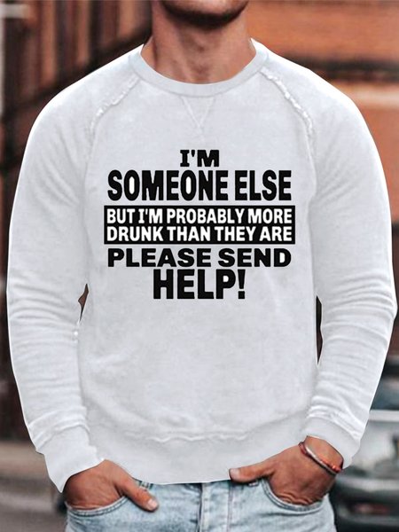 Funny text printing round neck long-sleeved cotton-blend sweatshirt, White, Hoodies&Sweatshirts
Funny text printing round neck long-sleeved cotton-blend sweatshirt, White, Hoodies&Sweatshirts