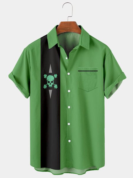 Shirt Collar Pockets Shirts, Green, Men's shirts