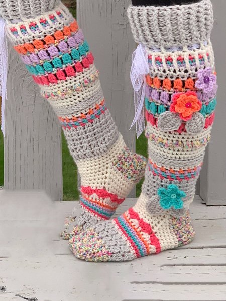 Hook Spent Knitting Socks, As picture, Socks