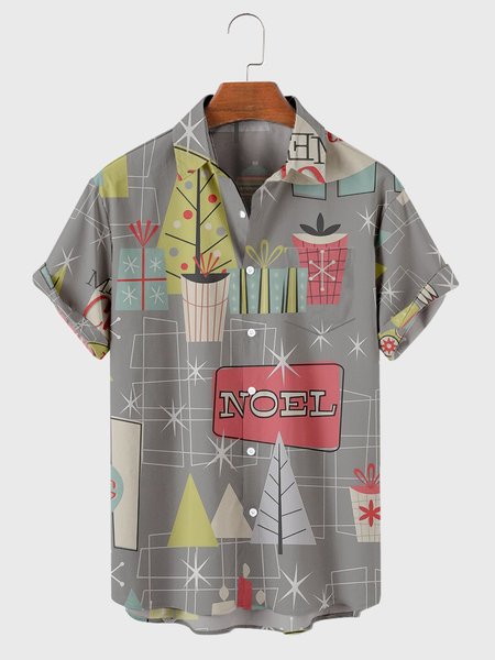 Short Sleeve Christmas Shirts, Gray, Shirts & Blouse