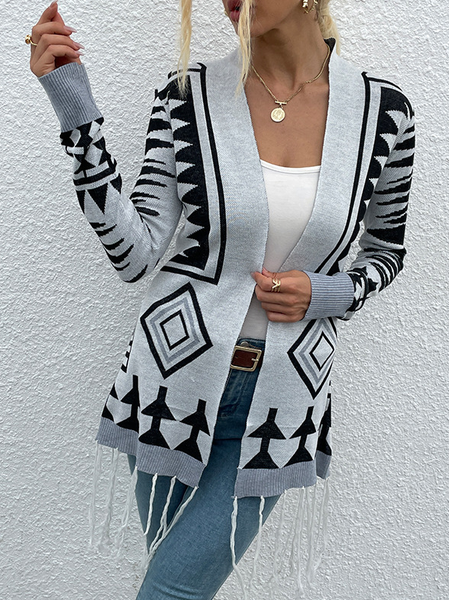 Wool/Knitting Raglan Sleeve Outerwear, Gray, Outerwear