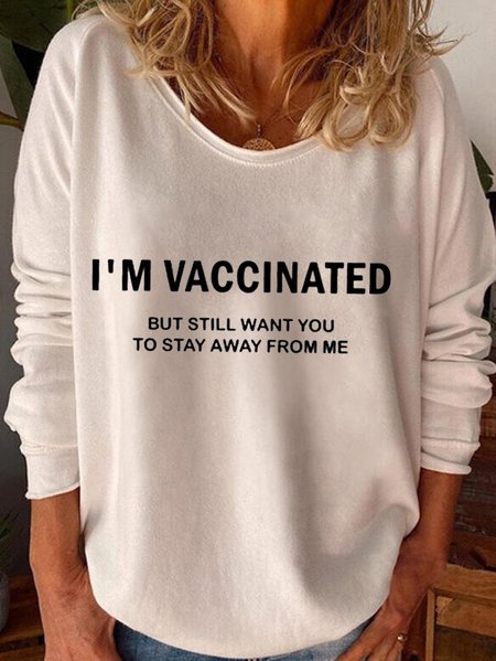 Long Sleeve Round Neck Letter Casual Shirts & Tops, As picture, T-Shirts