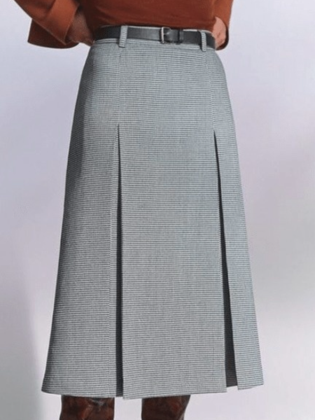 Fall Work Formal Date Mid-weight Non-Stretch Skirts, As picture, Midi Skirts