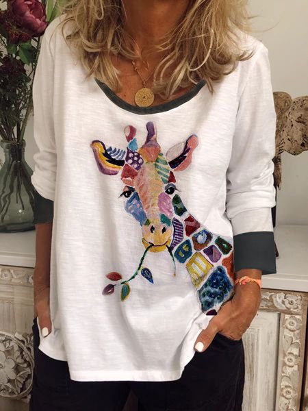 Casuale Di base personalità giraffa Stampa a maniche lunghe T-shirt, Come immagine, T-Shirts
Casuale Di base personalità giraffa Stampa a maniche lunghe T-shirt, Come immagine, T-Shirts