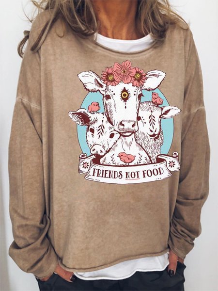 Vegan Friends Not Food Sweatshirt, Khaki, Hoodies&Sweatshirts