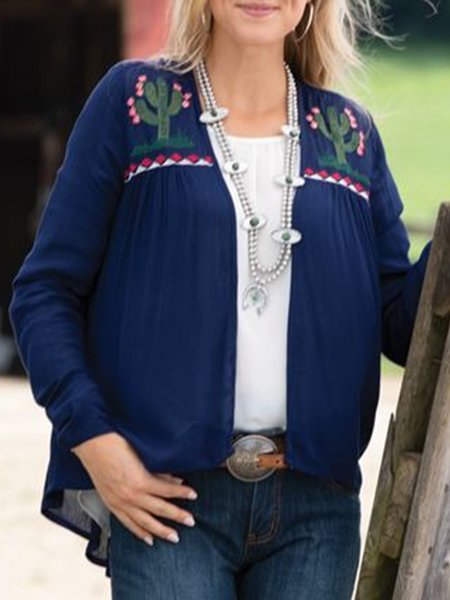 Vintage Boho Geometric Printed Long Sleeves Plus Size Casual Cardigan, Blue, Outerwear
Vintage Boho Geometric Printed Long Sleeves Plus Size Casual Cardigan, Blue, Outerwear