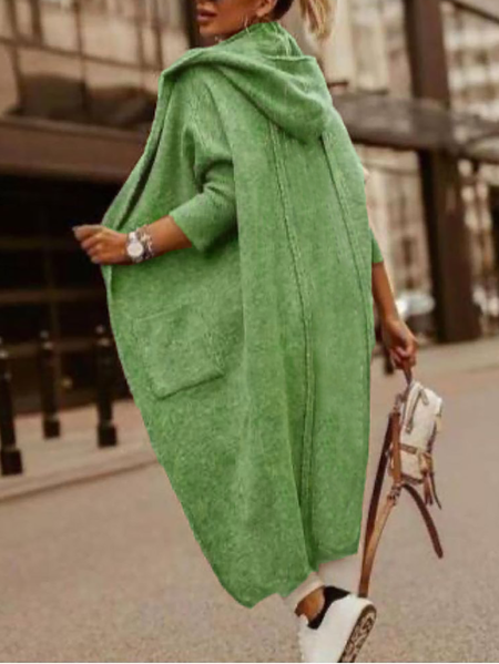 Plus size Plain Casual Outerwear, Green, Coats & Jackets