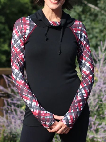 Plaid Shirts & Tops, Black, Tops