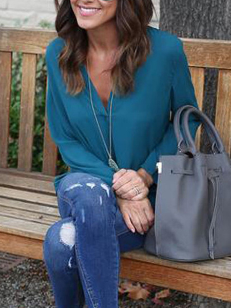 Chiffone Ligeous Camicie & Camicette, Blu intenso, T-Shirts