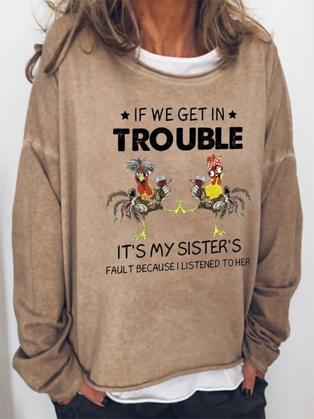 Funny text and rooster print round neck long-sleeved cotton-blend sweatshirt, Brown, Hoodies&Sweatshirts
Funny text and rooster print round neck long-sleeved cotton-blend sweatshirt, Brown, Hoodies&Sweatshirts