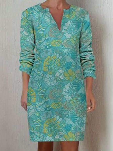 Vintage Floral Printed V Neck Long Sleeve Plus Size Casual Dresses, Green, Mini Dresses
Vintage Floral Printed V Neck Long Sleeve Plus Size Casual Dresses, Green, Mini Dresses