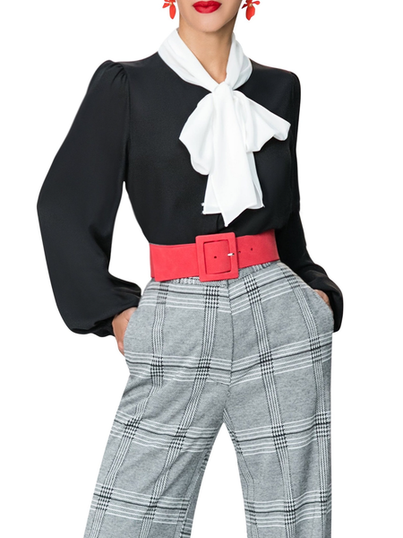 Fall Color Block Elegant Lady Lightweigh Non-Stretch Tops, Black-white, Blouses and Shirts
Fall Color Block Elegant Lady Lightweigh Non-Stretch Tops, Black-white, Blouses and Shirts