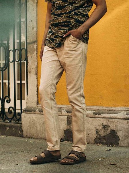 Casual Basic Cotton Pants, Khaki, Men's pants