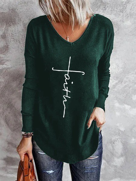 Vintage Fede Lettera Stampato Maniche Lunghe Scollo a V taglia grande Casuale Top, Green, Blouses & Shirts
Vintage Fede Lettera Stampato Maniche Lunghe Scollo a V taglia grande Casuale Top, Green, Blouses & Shirts