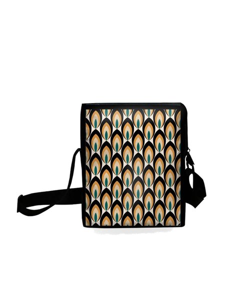 Personalized Ethnic Feather Print Messenger Bag, As picture, Men's Bags