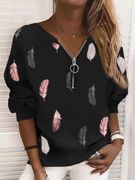Vintage Piuma Stampato Cerniera Scollo a V Maniche Lunghe taglia grande Casuale Felpa, Nero, Hoodies & Sweatshirts
Vintage Piuma Stampato Cerniera Scollo a V Maniche Lunghe taglia grande Casuale Felpa, Nero, Hoodies & Sweatshirts