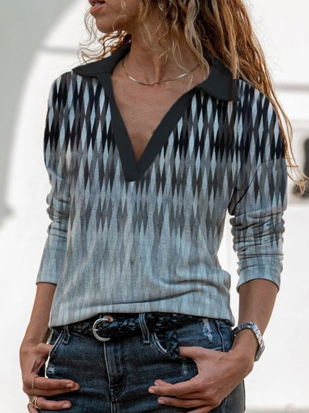 Vintage Geometric Printed V Neck Long Sleeve Plus Size Casual Tops, Multicolor, T-Shirts
Vintage Geometric Printed V Neck Long Sleeve Plus Size Casual Tops, Multicolor, T-Shirts
