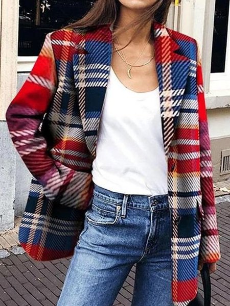 Long sleeve Vintage Plaid print suit collar coat cardigan, Multicolor, Blazers
Long sleeve Vintage Plaid print suit collar coat cardigan, Multicolor, Blazers