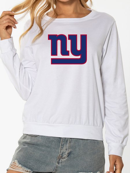 Unocis New York Print Letter Sweatshirt, White, Sweatshirts