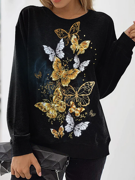 Women Casual Butterfly Spring Crew Neck Mid-weight Long sleeve Loose Cloth blended Regular Sweatshirt, Black, Hoodies & Sweatshirts
Women Casual Butterfly Spring Crew Neck Mid-weight Long sleeve Loose Cloth blended Regular Sweatshirt, Black, Hoodies & Sweatshirts