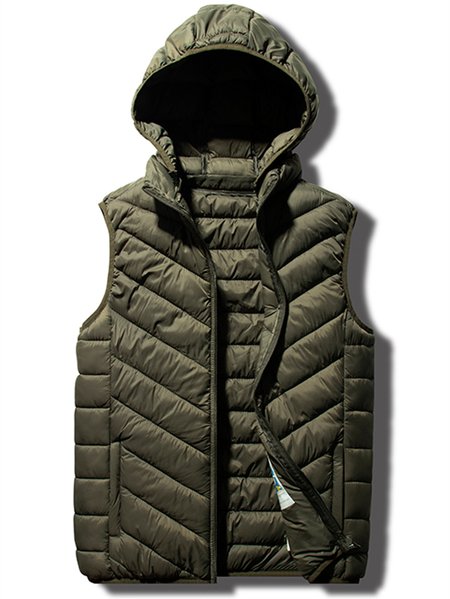 Men's Lightweight Box Quilted Puffer Vest with Removable Hoodie, Green, Men's vest