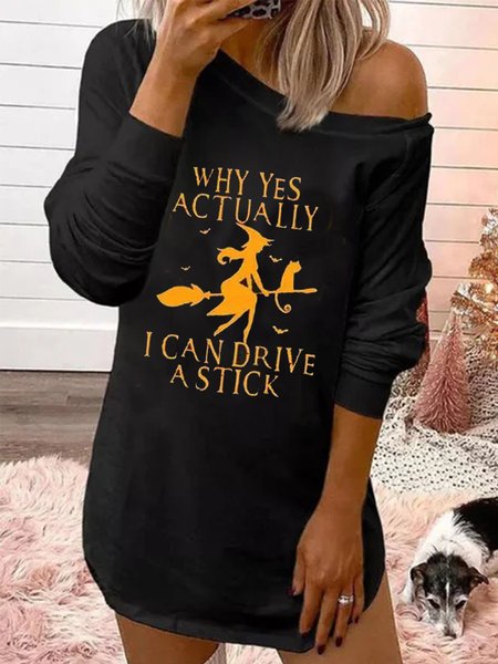 Casual Crew Neck Dresses, Black, Mini Dresses