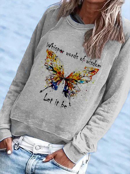 Vintage Butterfly Lettters Printed Crew Neck Long Sleeves Plus Size Casual Sweatshirts, Gray, Hoodies & Sweatshirts
Vintage Butterfly Lettters Printed Crew Neck Long Sleeves Plus Size Casual Sweatshirts, Gray, Hoodies & Sweatshirts