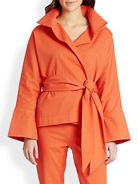 Work Daily Simple Basics Shirt Sleeve Elegant Shirt, Orange, Blouses and Shirts